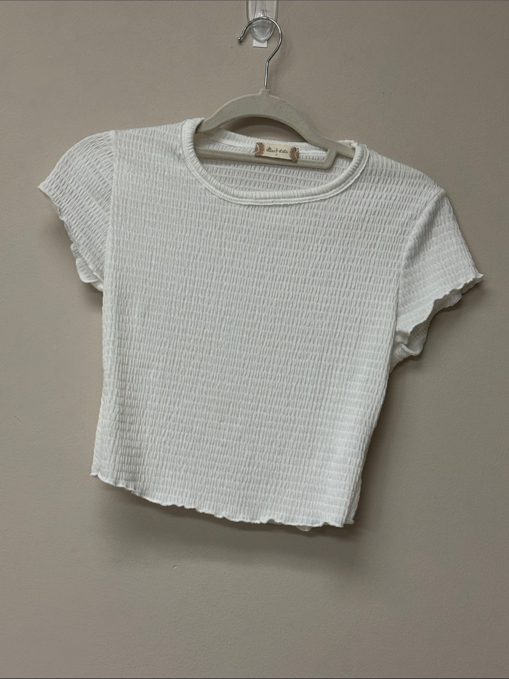Altar'd State White Textured Short Sleeve Crop Top
